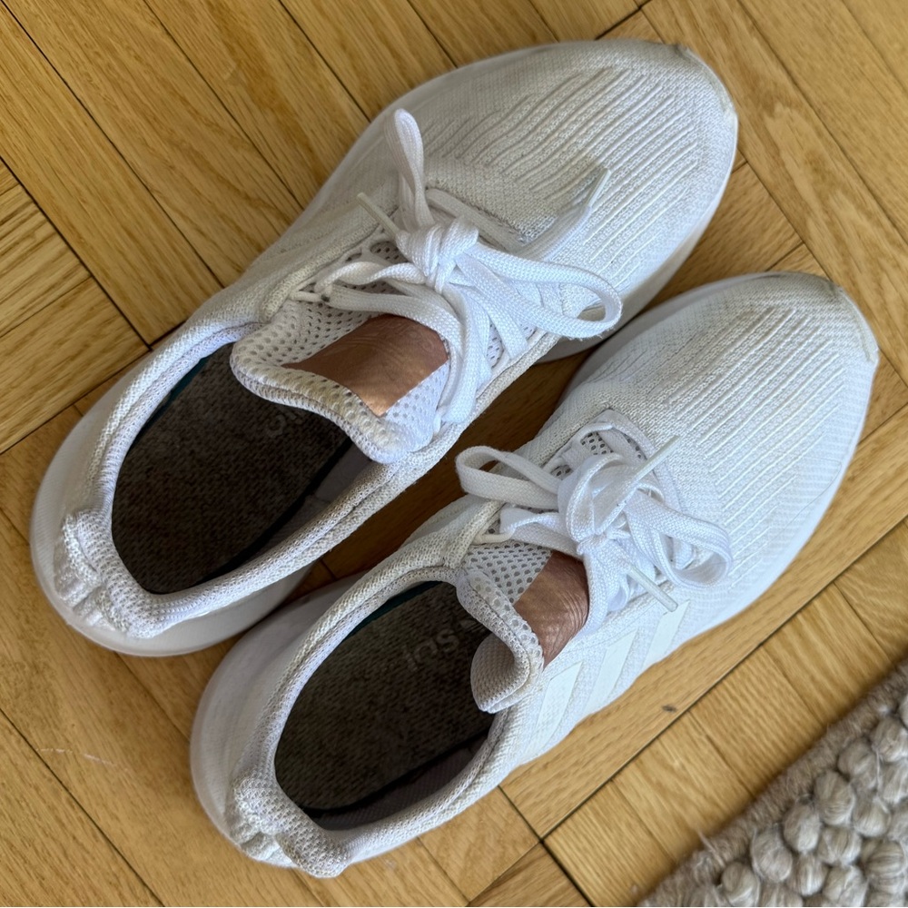 White Knit Lace-Up Sneakers Slip On Adidas